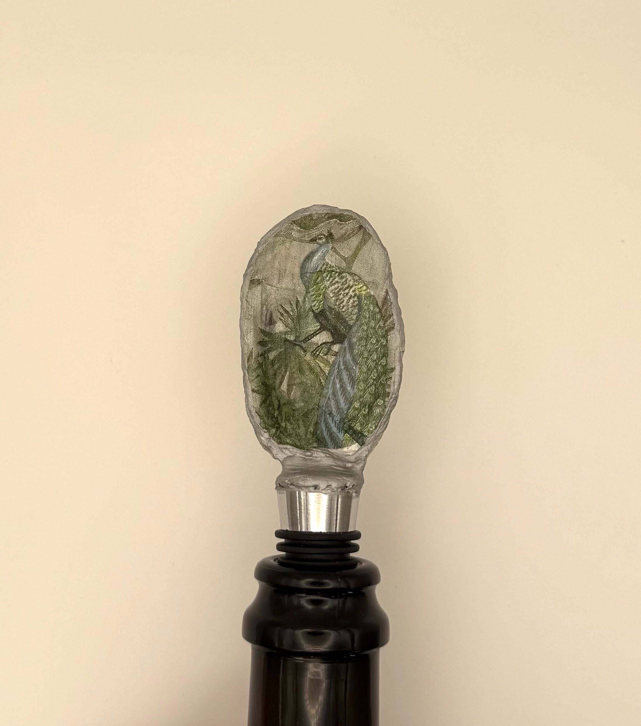 Weinkorken Pfau silber